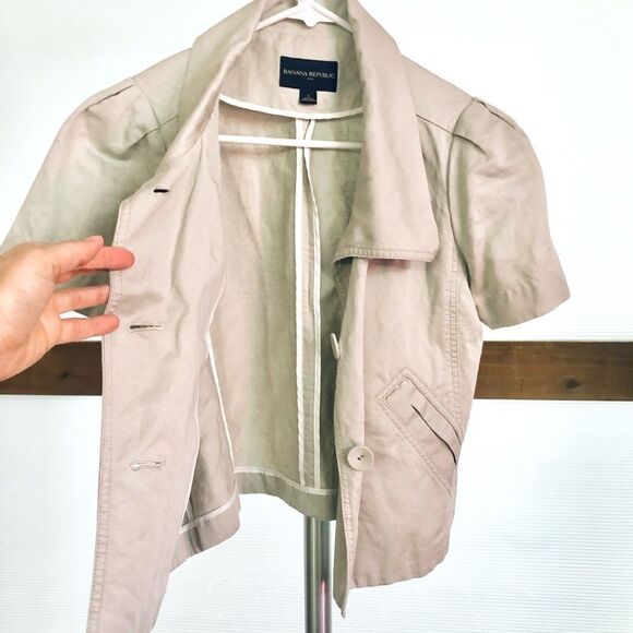 BANANA REPUBLIC FACTORY Cotton/Linen Short Sleeve Lightweight Blazer/‎ Sz S - Picture 2 of 6